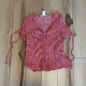 H&M Red and White Floral Blouse